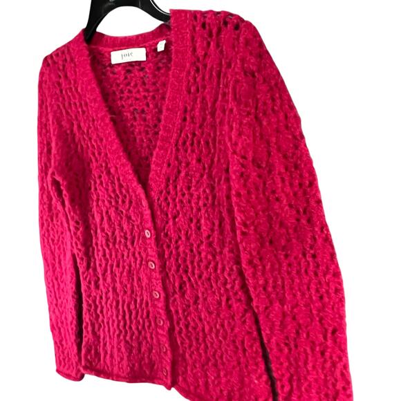 Joie Vara Sweater Womens XS Wool Alpaca Blend Open Knit Cardigan Button Up Soft - Picture 3 of 15